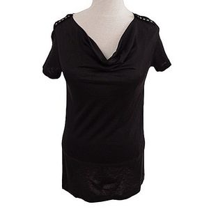 Banana Republic Cowl Neck Rayon Shoulder Embellished Tee- Sz. XS